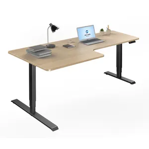 JIECANG Modern Office Staff Workstation Electric 2 Legs Corner L Shape Electric Standing Desk