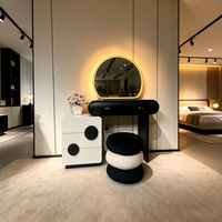 Table de toilette moderne et durable sur mesure pour chambre à coucher avec miroir éclairé, cadre en bois massif et panneau écologique