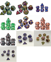 Ensembles de dés en métal mdn de 7 pièces de haute qualité en gros polyèdre en alliage de zinc pour les jeux D & D