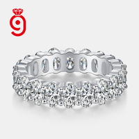 Bague Éternité Complète en Argent S925 Radiant avec Moissanite Taille Ovale et Certificat GRA – Idéale pour Anniversaire ou Fiançailles