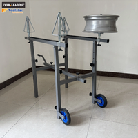 Chariot de peinture robuste en alliage métallique à 4 roues, support réglable pour atelier de carrosserie, pour jantes et ailes, avec poignée inclinable et roues solides