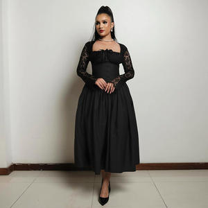 Женское элегантное винтажное платье 2025 года с широким кружевным рукавом, завышенной талией, без бретелек, плиссированное, для вечеринок, сексуальное, для выпускного вечера - Product Image 3