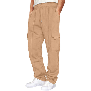 Pantalones de chándal de lana pesada de primera calidad para hombre, pantalones de entrenamiento holgados con bolsillos para entrenamiento de gimnasia y ropa informal - Product Image 1