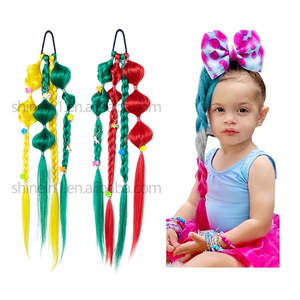 Shinein natale colore 20 pollici fatto a mano torsione sintetica bambine treccia coda di cavallo estensioni dei <span class=keywords><strong>capelli</strong></span> per bambini Party Festival - Product Image 1