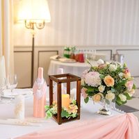 Lanterne de mariage en bois rustique pièce maîtresse bougeoirs intégrés pour décor de Saint-Valentin de Table de fête de mariage