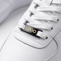 Étiquette de lacet en métal personnalisée OEM, accessoires de chaussures à 2 trous adaptés aux lacets, étiquette de marque en alliage de zinc pour chaussures décontractées