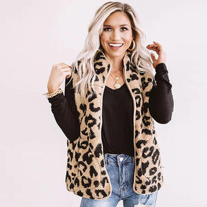 Gilet Sherpa personalizzato giacca Outerwear cappotto leopardato con cerniera soffice senza maniche gilet invernale in pile da donna - Product Image 3