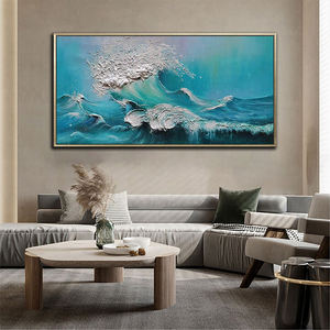 Decorazione murale di grandi dimensioni opere d'arte moderne fatte a mano tela acrilico blu astratto onde del mare dipinti paesaggio marino <span class=keywords><strong>Art</strong></span> - Product Image 5