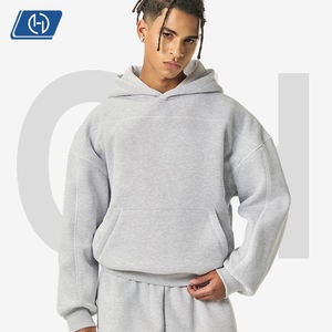 Sudadera con Capucha Corta y Cuadrada de 350G para <span class=keywords><strong>Hombre</strong></span>, Estilo Hip Hop Americano, Sudadera con Capucha de Felpa, Costura Hassu Expuesta, Ropa Urbana - Product Image 2