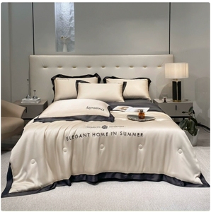 Summer Simple Ice <b>Silk</b> Quilt European American Style Polyester Filling Washable Lightweight Cooling Comforter Customizable Home - Product Image 3