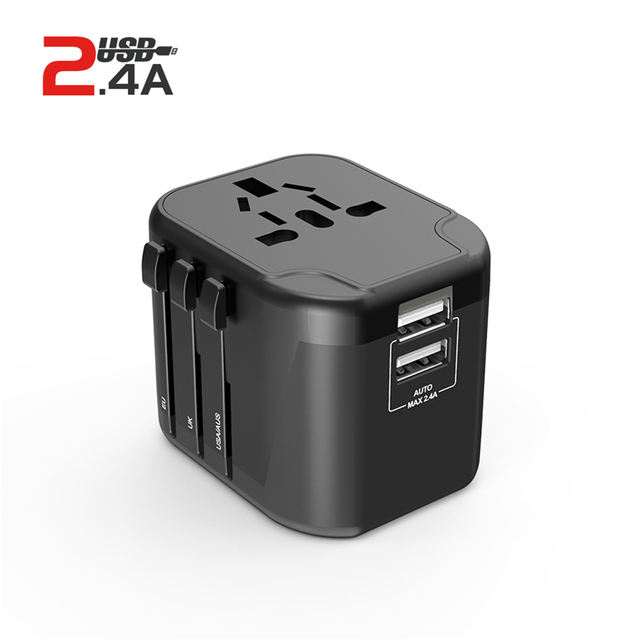 Wontravel Hot Sale Universal EU AUS UK US Plug Socket USB Charger Travel Adapter