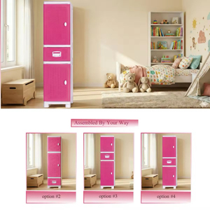 Foldable Stackable Plastic <b>Storage</b> Box with Rattan Drawer and <b>Clothes</b> Hanging Rod Space Saving Wardrobe Organizer for Home - Product Image 4