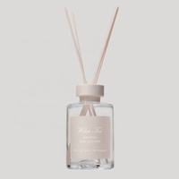Ensemble cadeau diffuseur de parfum en verre transparent rond de 250 ml avec bouchon à vis, étiquette personnalisée de luxe, pour la maison