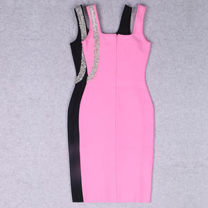 Robe de soirée élégante et sexy pour femme, en satin uni de haute qualité, style européen et américain, taille naturelle, coupe ajustée - Product Image 5