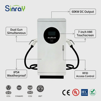 Station de recharge rapide DC OCPP à double pistolet GBT 40KW 60KW, 200-1000V, écran 7 pouces, 4G, RFID, IP54, borne de recharge extérieure pour véhicules électriques