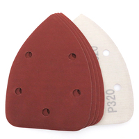 Papier abrasif triangulaire à crochets et boucles rouges 90*140mm 5 trous pour ponceuse polisseuse, pour le polissage du bois, du métal et du plastique