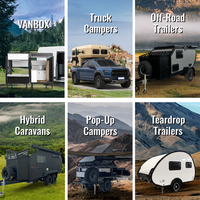 Mini-caravane de luxe moderne tout-terrain 15 avec cuisine coulissante en acier inoxydable 304 pour 4 personnes