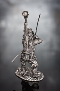 Souvenir in resina guerriero giapponese con spada e Sashimono figure medievali <span class=keywords><strong>Samurai</strong></span> soldatini 5.4cm - Product Image 4