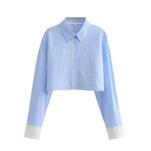 2024 donna nuovo stile a maniche lunghe camicie a righe a contrasto con pantaloni vestito Casual per donna abbigliamento Set - Product Image 2