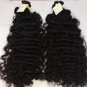 Aligned Cuticle <b>Kinky</b> Curly Micro Link I-Tip <b>Hair</b> <b>Extensions</b> Unprocessed Remy <b>Hair</b> From Humans in Natural Color - Product Image 4