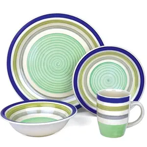 wholesale 16pcs 20 piece blue Marble Look dinnerware fine bone china dinner ware set ceramic porcelain dinning dinner set