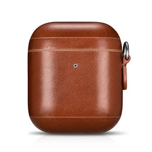 Funda para auriculares de negocios de gama alta perforada de cuero genuino para <span class=keywords><strong>AirPods</strong></span> 1/2/<span class=keywords><strong>3</strong></span> Pro, funda protectora para auriculares móviles de Color sólido - Product Image 6