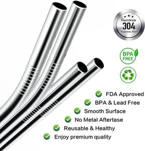 LOW MOQ 8.5 Inches Long 0.3 Inches Diameter Stainless Steel Straight <strong>Milkshake</strong> <strong>Straws</strong> Smoothie <strong>Straw</strong> for Juice - Product Image 2