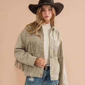 Veste longue en jean respirante pour femme, style streetwear décontracté, vintage, délavée, effilochée, avec franges, style urbain, blanc, noir, effet usé - Product Image 3