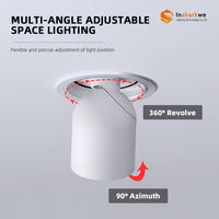Spot à LED simple, double, à trois têtes, antireflet, encastré au plafond à 360 degrés, monté en surface