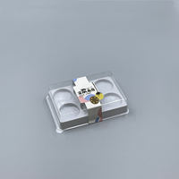 Boîte d'emballage carrée pour macarons en PET transparent à 6 cavités avec base blanche, conteneur en plastique jetable pour macarons, biscuits, desserts ronds