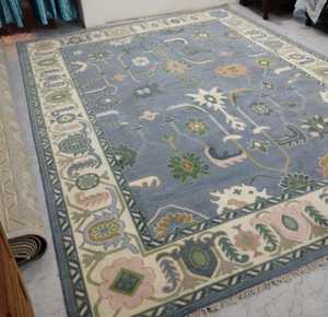 Nouveau personnalisable 9x12 bleu Beige noué à la main Oushak tapis Vintage turc tapis pour adolescent salon pour la décoration intérieure - Product Image 2