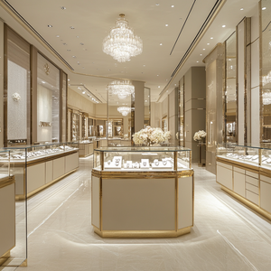 Conception commerciale de kiosque de bijoux de décoration de magasin d'usine de meubles étagère de magasin faite sur commande pour des affaires de bijoux - Product Image 1