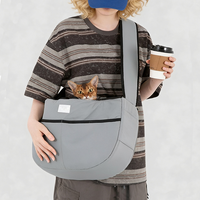 Sac de transport réglable et léger pour chien et chat, sac à bandoulière avec large sangle, fenêtre en maille respirante, panneau en PP, sac de voyage extérieur pour animaux de compagnie