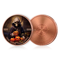 Pièce de monnaie en cuivre pur de 1 once personnalisée, motif fantôme effrayant, médaillon en métal, objet de collection pour Halloween, pièce de monnaie en cuivre d'une once