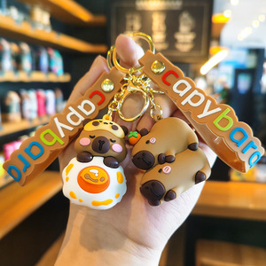 Porte-clés pendentif mignon en <span class=keywords><strong>gel</strong></span> de silicone 3D empilable non toxique, motif Capybara de dessin animé - Product Image 1