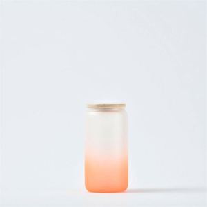 Vaso de Vidrio Esmerilado de 16 oz con Tapa de Bambú, para Sublimación, Color Degradado, para Cerveza o Agua - Product Image 3