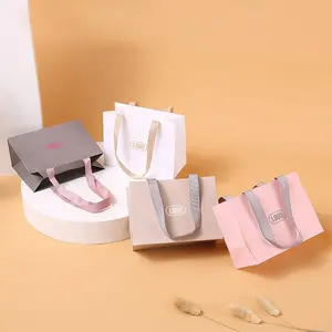 Jewelry Mini Gift Carry Bag Small Paper Bag With Ribbon Handle