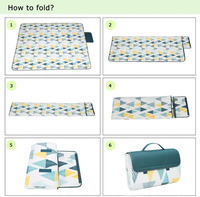 Tapis de plage pliable imprimé, imperméable et anti-sable, pour le camping et les pique-niques en extérieur