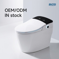 WC intelligent BGS à poser au sol, siège chauffant, double chasse automatique, siphon S/P, céramique, design moderne, chasse à capteur de pied, télécommande MP3
