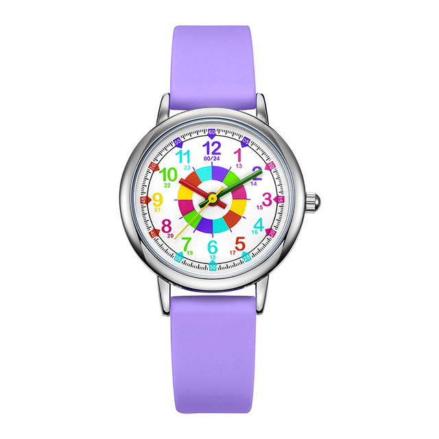 Purple Utakata Quartz SEIKO Movement Fashion Sport 3BAR Waterproof Kids Silicone Strap Colorful Candy Color Education Watches