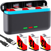 Station de charge de batterie Hongdak à 3 canaux, boîte de rangement et de charge pour accessoires GoPro Hero 13