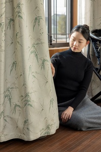 Nouvel arrivage de <span class=keywords><strong>rideaux</strong></span> d'impression à isolation thermique chenille à motif de bambou vert de style moderne pour le salon - Product Image 4
