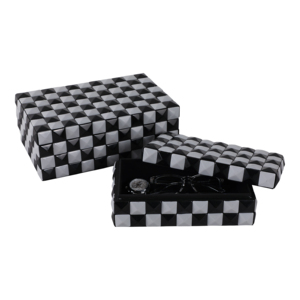 Scatola Decorativa a Quadretti per Conservazione Oggetti, Moderna Scatola Portagioie con Coperchio per Soggiorno, Arredamento Contemporaneo - Product Image 2