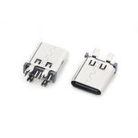 SZGOZIE National Integrity USB Type-C 14P Konektor Vertikal Female dengan Desain Harpoon 180 Derajat 14-pin