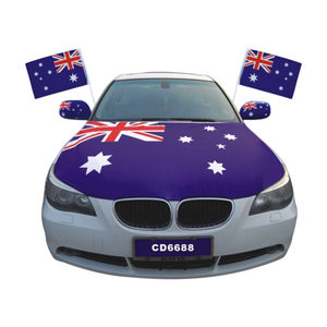 Couverture nationale personnalisée de capot de voiture de logo de conception quelconque 110*150cm <span class=keywords><strong>100D</strong></span> bannière de capot lavable de tissus élastiques de polyester - Product Image 6