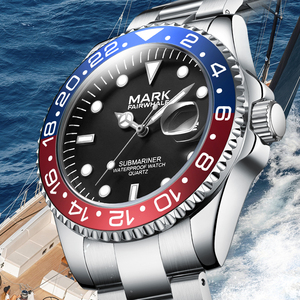 Montre Quartz Homme Mark Fairwhale De Luxe, Boîtier en Alliage, Bracelet en Acier Inoxydable, Qualité Supérieure, Bague Coke, Personnalisation Acceptée - Product Image 1