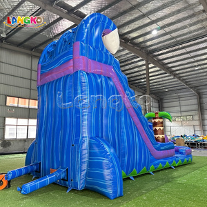 Tobogán Acuático Inflable Comercial Grande Azul con Palmera de Coco para Patio Trasero, Tobogán Acuático Inflable para Adultos - Product Image 6