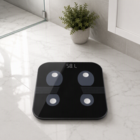Pèse-personne intelligent Bluetooth pour salle de bain, affichage LED dissimulé, verre trempé, haute précision, moderne, fitness, gym, maison, noir