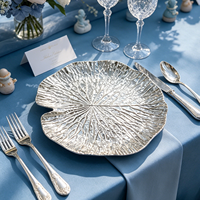 Plateau de service en plastique PP durable et réutilisable de 13 pouces, design feuille de lotus, moderne et de qualité supérieure, pour la maison et l'usage quotidien
