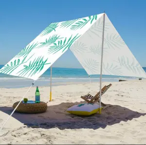 Facilmente Portatile Leggero Modello Personalizzato di Stampa Della Spiaggia Ombra Portatile Tenda Pop-Up Baldacchino Riparo Sole UV Tela di Cotone